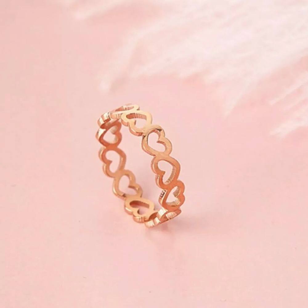 Rose Gold Open Heart Ring - Picture 2 of 7